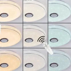 hofstein Cham Plafonnier LED Blanc, 1 lumière, Télécommandes, Changeur de couleurs