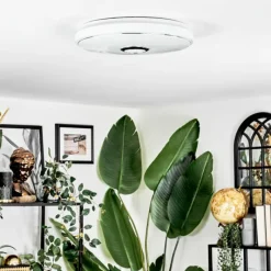 hofstein Cham Plafonnier LED Blanc, 1 lumière, Télécommandes, Changeur de couleurs