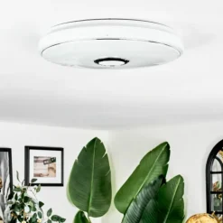 hofstein Cham Plafonnier LED Blanc, 1 lumière, Télécommandes, Changeur de couleurs