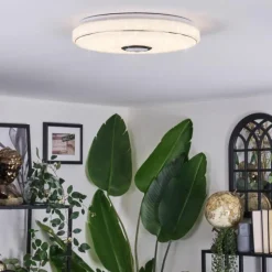 hofstein Cham Plafonnier LED Blanc, 1 lumière, Télécommandes, Changeur de couleurs