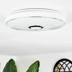 hofstein Cham Plafonnier LED Blanc, 1 lumière, Télécommandes, Changeur de couleurs