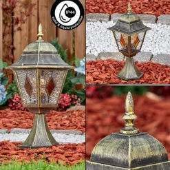 Luminaires Rustiques-hofstein Chatelain Borne lumineuse, Eclairage de chemin Or, Noir, 1 lumière