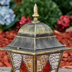 Luminaires Rustiques-hofstein Chatelain Borne lumineuse, Eclairage de chemin Or, Noir, 1 lumière