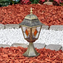 Luminaires Rustiques-hofstein Chatelain Borne lumineuse, Eclairage de chemin Or, Noir, 1 lumière