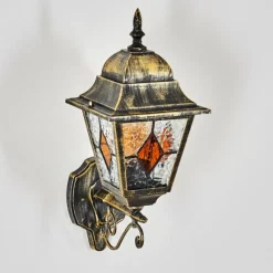 Luminaires Rustiques-hofstein Chatelain Luminaire extérieur, Lampe murale d´extérieur Or, Noir, 1 lumière