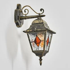 Luminaires Rustiques-hofstein Chatelain Luminaire extérieur, Lampe murale d´extérieur Or, Noir, 1 lumière