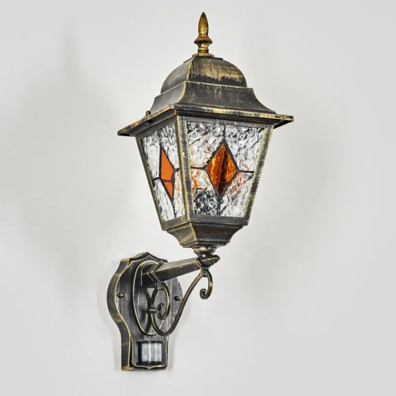 Luminaires Rustiques-hofstein Chatelain Luminaire extérieur, Lampe murale d´extérieur Or, Noir, 1 lumière, Détecteur de mouvement