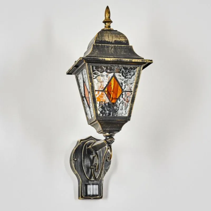 Luminaires Rustiques-hofstein Chatelain Luminaire extérieur, Lampe murale d´extérieur Or, Noir, 1 lumière, Détecteur de mouvement