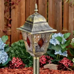 Luminaires Rustiques-hofstein Chatelain Luminaire extérieur, Eclairage de chemin Or, Noir, 1 lumière