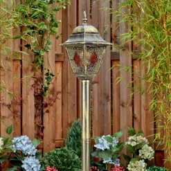 Luminaires Rustiques-hofstein Chatelain Luminaire extérieur, Eclairage de chemin Or, Noir, 1 lumière