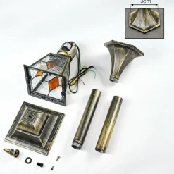 Luminaires Rustiques-hofstein Chatelain Luminaire extérieur, Eclairage de chemin Or, Noir, 1 lumière, Détecteur de mouvement