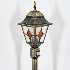 Luminaires Rustiques-hofstein Chatelain Luminaire extérieur, Eclairage de chemin Or, Noir, 1 lumière, Détecteur de mouvement