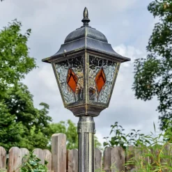 Luminaires Rustiques-hofstein Chatelain Luminaire extérieur, Réverbère, Eclairage de chemin Or, Noir, 1 lumière