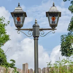 Luminaires Rustiques-hofstein Chatelain Luminaire extérieur, Réverbère, Eclairage de chemin Or, Noir, 2 lumières