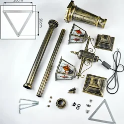 Luminaires Rustiques-hofstein Chatelain Luminaire extérieur, Réverbère, Eclairage de chemin Or, Noir, 2 lumières