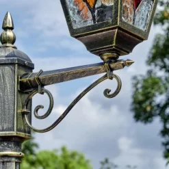 Luminaires Rustiques-hofstein Chatelain Luminaire extérieur, Réverbère, Eclairage de chemin Or, Noir, 2 lumières