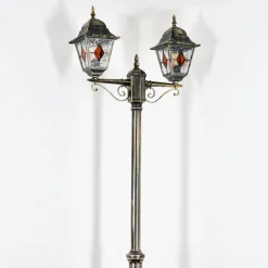 Luminaires Rustiques-hofstein Chatelain Luminaire extérieur, Réverbère, Eclairage de chemin Or, Noir, 2 lumières