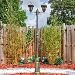 Luminaires Rustiques-hofstein Chatelain Luminaire extérieur, Réverbère, Eclairage de chemin Or, Noir, 2 lumières