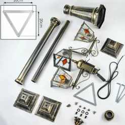 Luminaires Rustiques-hofstein Chatelain Luminaire extérieur, Réverbère, Eclairage de chemin Or, Noir, 3 lumières