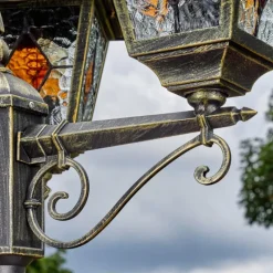 Luminaires Rustiques-hofstein Chatelain Luminaire extérieur, Réverbère, Eclairage de chemin Or, Noir, 3 lumières