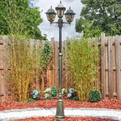 Luminaires Rustiques-hofstein Chatelain Luminaire extérieur, Réverbère, Eclairage de chemin Or, Noir, 3 lumières