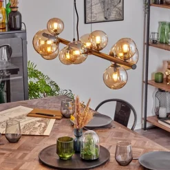 hofstein Chehalis Boule lumineuse, Suspension Ambre, 10 lumières