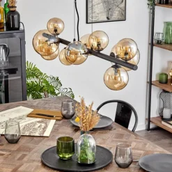 hofstein Chehalis Boule lumineuse, Suspension Ambre, 10 lumières