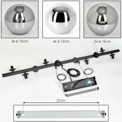 hofstein Chehalis Boule lumineuse, Suspension Chrome, Fumé, 10 lumières