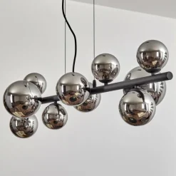 hofstein Chehalis Boule lumineuse, Suspension Chrome, Fumé, 10 lumières