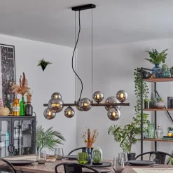 hofstein Chehalis Boule lumineuse, Suspension Chrome, Fumé, 10 lumières