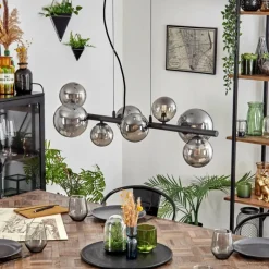 hofstein Chehalis Boule lumineuse, Suspension Fumé, 8 lumières