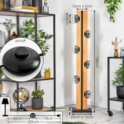 hofstein Chehalis Boule lumineuse, Lampadaire Écru, Noir, 6 lumières