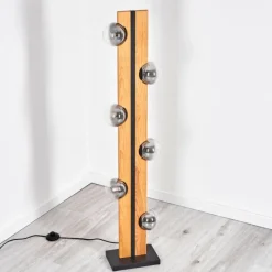 hofstein Chehalis Boule lumineuse, Lampadaire Écru, Noir, 6 lumières