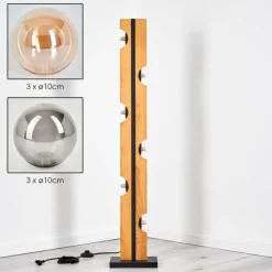 hofstein Chehalis Boule lumineuse, Lampadaire Écru, Noir, 6 lumières