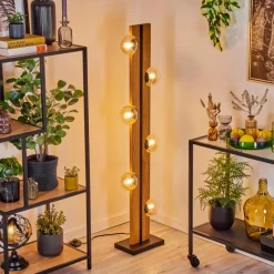 hofstein Chehalis Boule lumineuse, Lampadaire Écru, Noir, 6 lumières