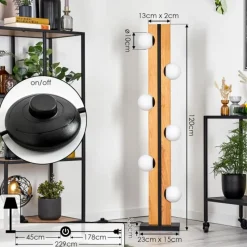 hofstein Chehalis Boule lumineuse, Lampadaire Écru, Noir, 6 lumières