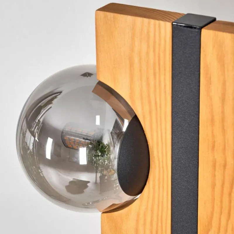 Suspension Verre Fumé-hofstein Chehalis Boule lumineuse, Lampadaire Écru, Noir, 6 lumières