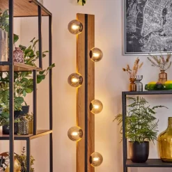 Suspension Verre Fumé-hofstein Chehalis Boule lumineuse, Lampadaire Écru, Noir, 6 lumières