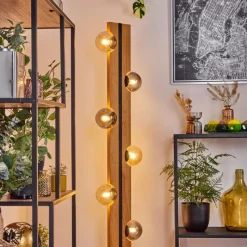 Suspension Verre Fumé-hofstein Chehalis Boule lumineuse, Lampadaire Écru, Noir, 6 lumières