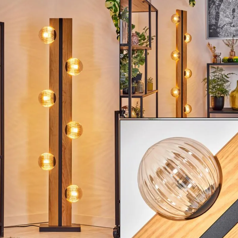 Lampes À Boules-hofstein Chehalis Boule lumineuse, Lampadaire Écru, Noir, 6 lumières