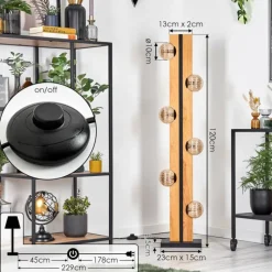 Lampes À Boules-hofstein Chehalis Boule lumineuse, Lampadaire Écru, Noir, 6 lumières