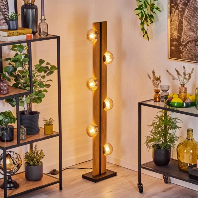 Lampes À Boules-hofstein Chehalis Boule lumineuse, Lampadaire Écru, Noir, 6 lumières