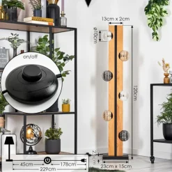 hofstein Chehalis Boule lumineuse, Lampadaire Écru, Noir, 6 lumières