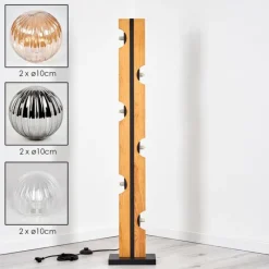 hofstein Chehalis Boule lumineuse, Lampadaire Écru, Noir, 6 lumières