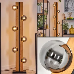 hofstein Chehalis Boule lumineuse, Lampadaire Écru, Noir, 6 lumières