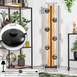 hofstein Chehalis Boule lumineuse, Lampadaire Écru, Noir, 6 lumières