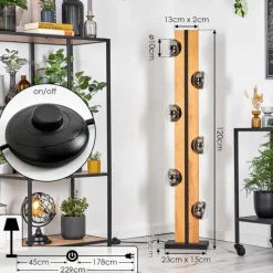 hofstein Chehalis Boule lumineuse, Lampadaire Écru, Noir, 6 lumières