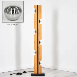 hofstein Chehalis Boule lumineuse, Lampadaire Écru, Noir, 6 lumières