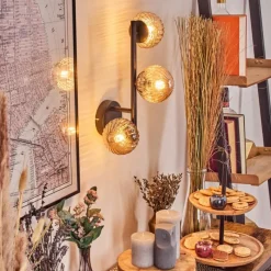 hofstein Chehalis Boule lumineuse, Applique murale Ambre, 3 lumières