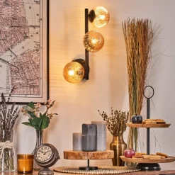 hofstein Chehalis Boule lumineuse, Applique murale Ambre, 3 lumières